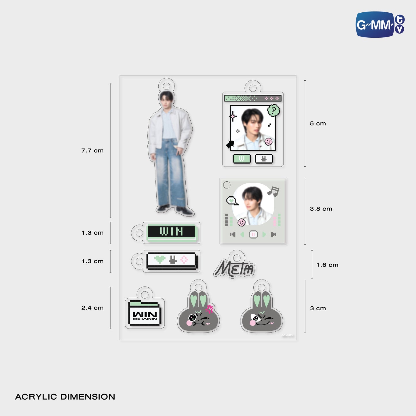 POPNY-374 WIN CUSTOMIZABLE ACRYLIC KEYCHAIN
