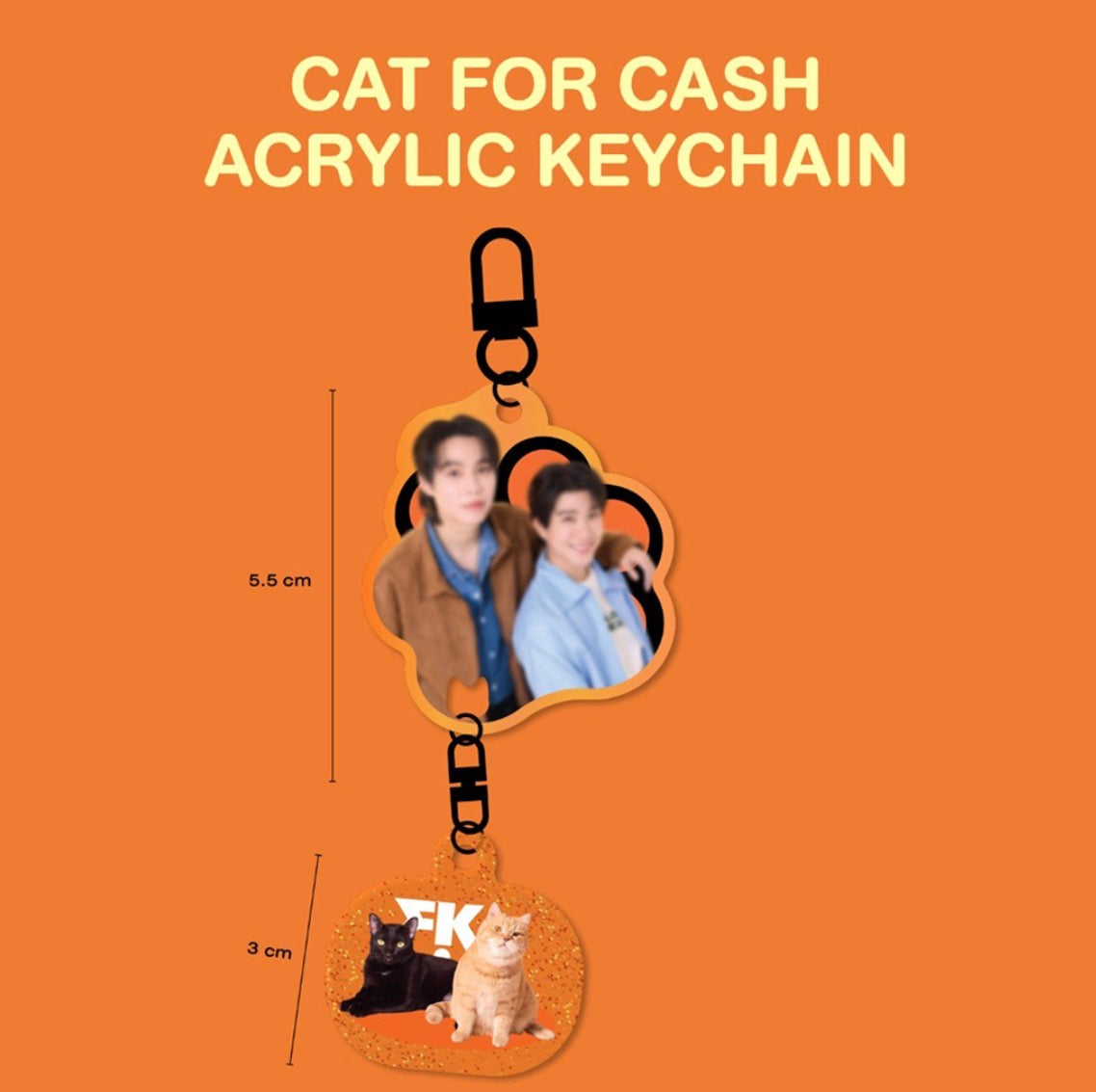 CAT FOR CASH ACRYLIC KEYCHAIN