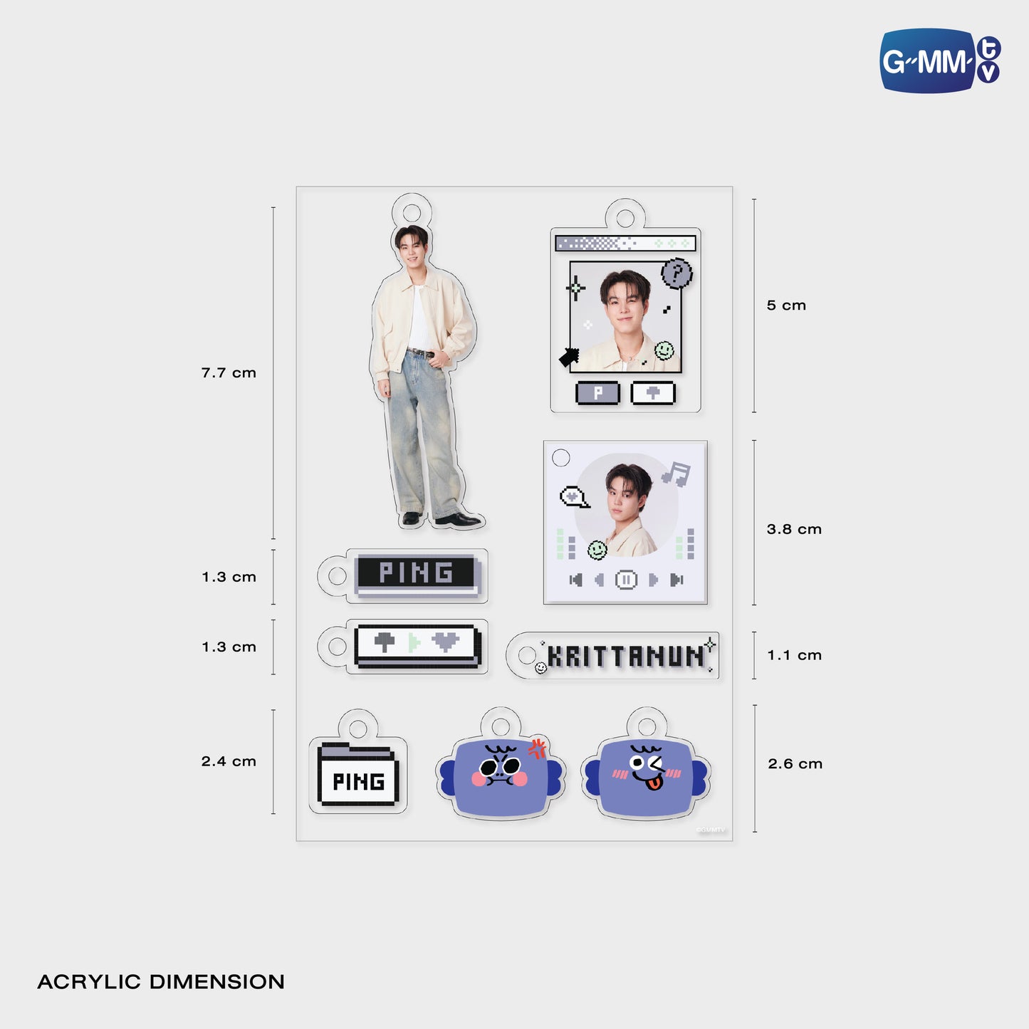 POPNY-380 PING CUSTOMIZABLE ACRYLIC KEYCHAIN