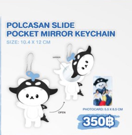 POLCASAN SLIDE POCKET MIRROR KEYCHAIN