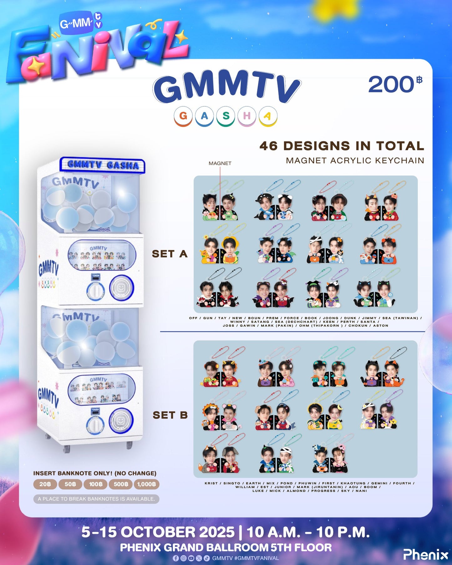 【GMMTV FANIVAL】 GMMTV GASHA
BOYS MAGNET ACRYLIC KEYCHAIN
